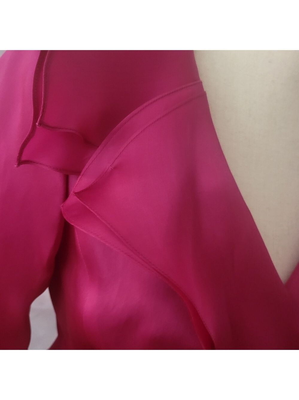 Frascara Plum Silk Organza Ruffled Wrap Top Size 4 - Picture 6 of 8